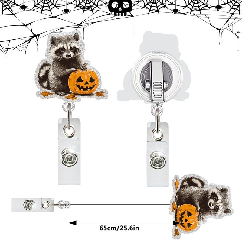 NSSHEL Halloween Cute Pumpkin Badge Reel Holder Retractable for Nurse Nursing Medical Worker & Teacher Pumpkin Bow Badge Reel with Alligator Clip & Durable Nylon Cord Acrylic Name Tag Card Badge Clip - Image 4